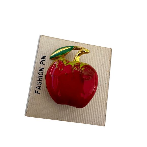 Three Apple Themed Vintage Brooches - Picture 4 of 8